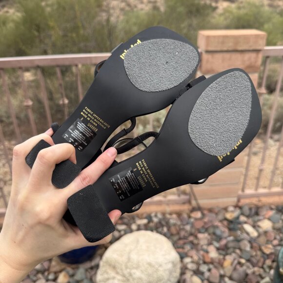 Unlisted by Nine West Black Strappy Block Heel Sandals Size 8 - Picture 3 of 6